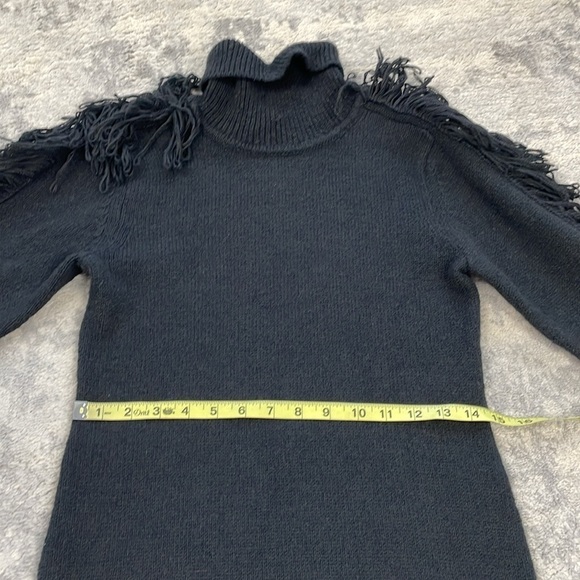 NWT Milly Rowe Fringe Sleeve Sweater Dress Mini Bodycon Turtleneck Sz P - Picture 11 of 14